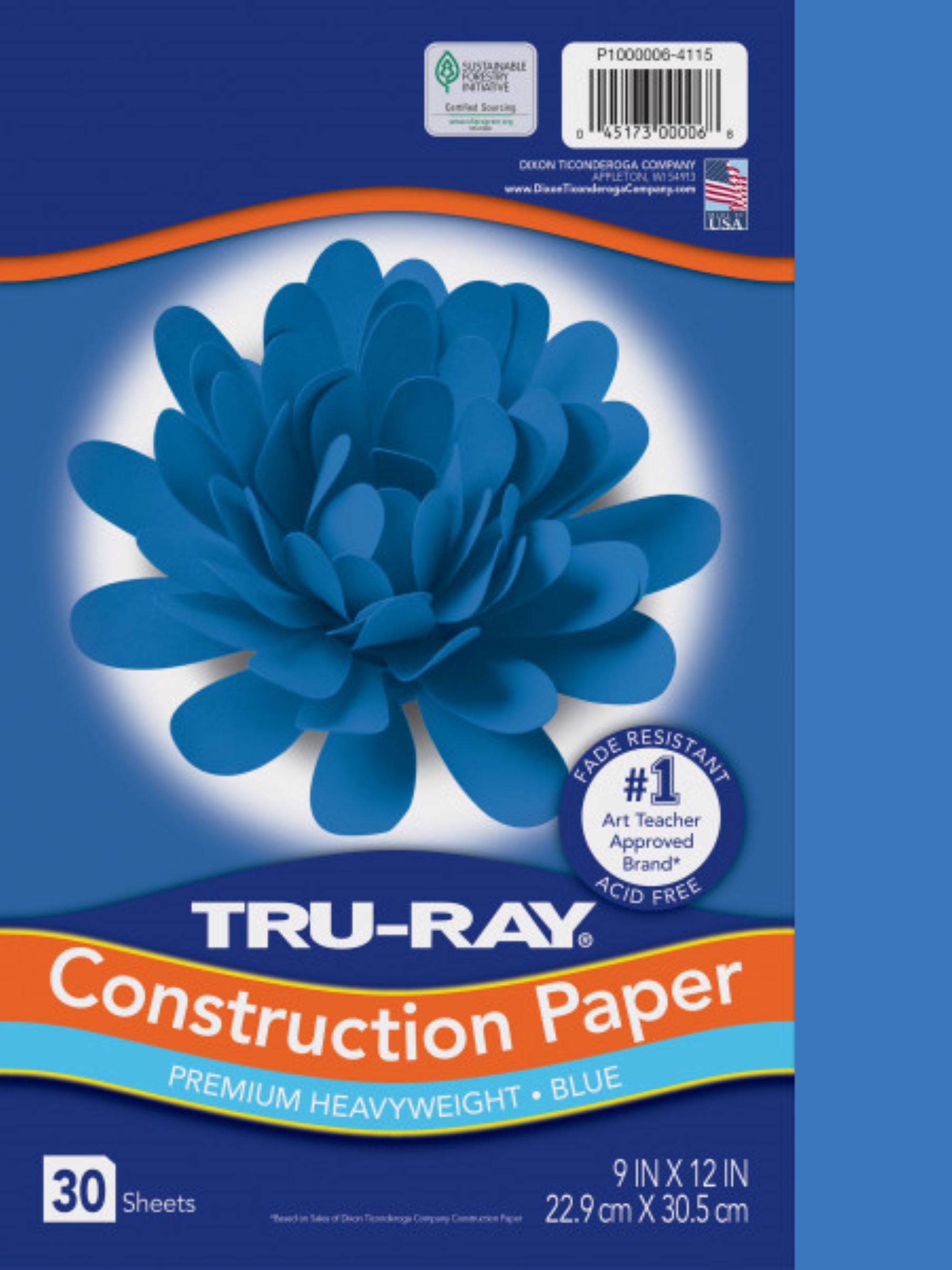 Tru-Ray Construction Paper, Blue, 9'' x 12'', 30 Sheets